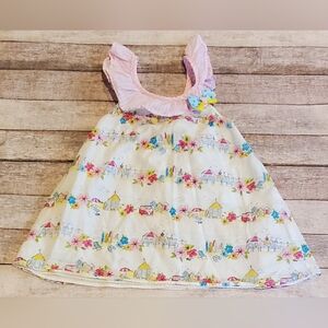Pippa & Julie Beach Boardwalk Print Dress Girls Size 2T